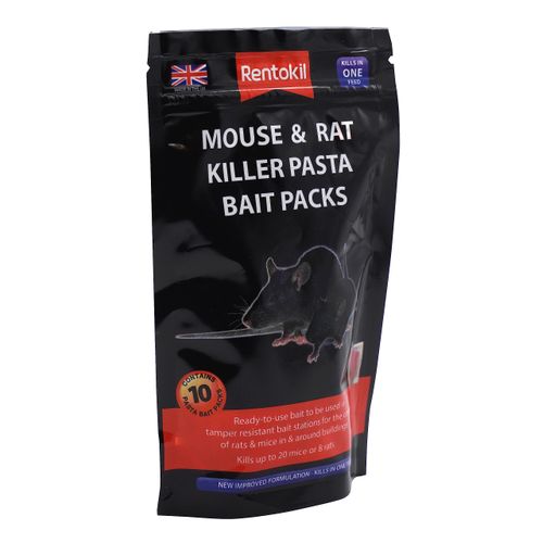 Rentokil Mouse & Rat Killer Pasta Bait Packs - 10x10g Sachet, Black