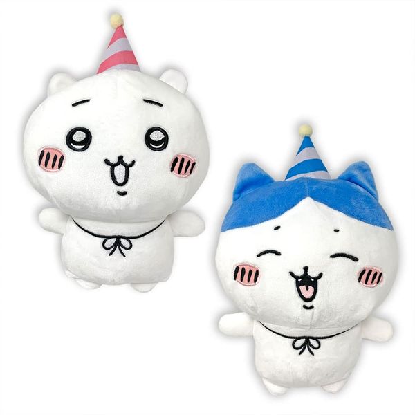 Celebrating Birthday Together Chiikawa Hachiware Hapiba Big Plush Toy, Set of 2 Types, Approx. 14.2 inches (36 cm), Official Merchandise