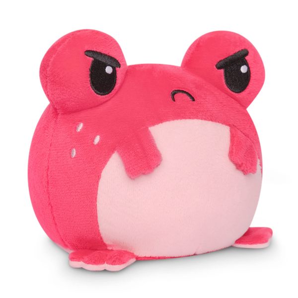 TeeTurtle | The Original Reversible Frog Plushie | Patented Design | Sensory Fidget Toy for Stress Relief | Happy + Angry Strawberry | Show Your Mood Without Saying a Word! Small