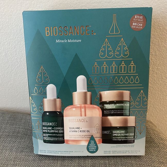 Biossance Vitamin C Rose Oil, Copper Peptide Serum, Eye Cream,Omega Repair Cream