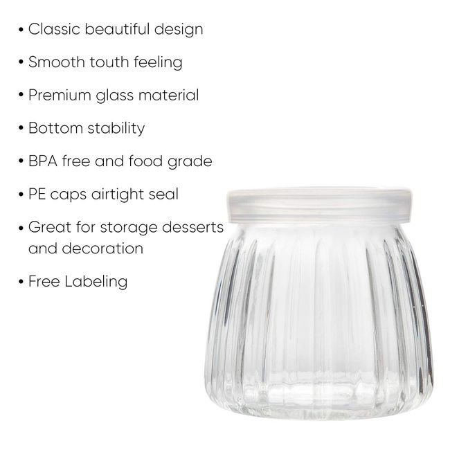 Glass Yogurt Container With Lids 7oz Clear Glass Jars With Airtight Lids  Small