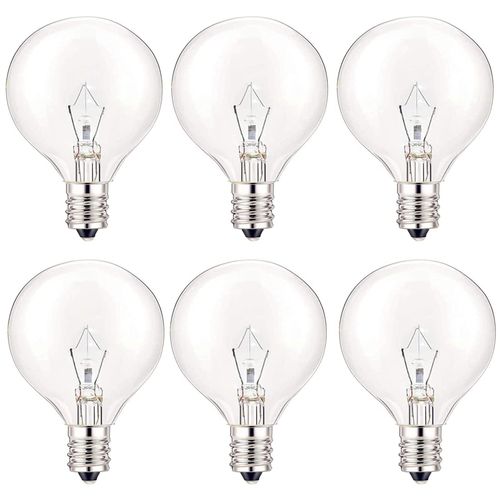 SerBion 25 Watt Wax Warmer Bulbs, Light Bulbs for Full Size Scentsy Warmer, 6 Packs E12 Base Type G Bulb, Dimmable, Warm White, 120V G16 1/2 Bulbs for Candle Lamp