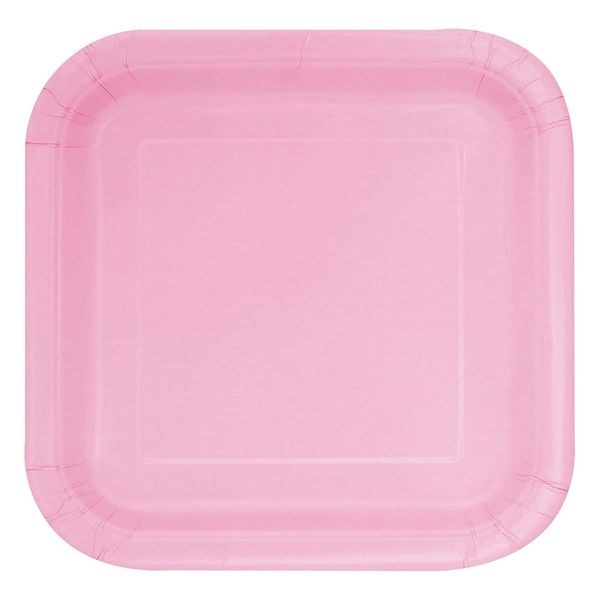 Lovely Pink Square Paper Dessert Plates (17cm) 16 Count - Elegant & Sturdy Party Tableware for Appetizers, Cakes and More