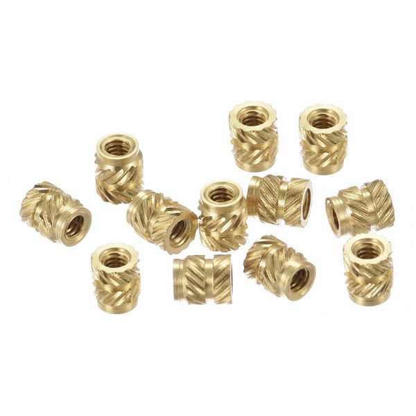 sourcing map Knurled Insert Nuts, 120Pcs M2 x 4mm L x 3.5mm OD 3D Printing Brass Nuts Female Threaded Inserts Brass Heat Set Insert Embedment Nut