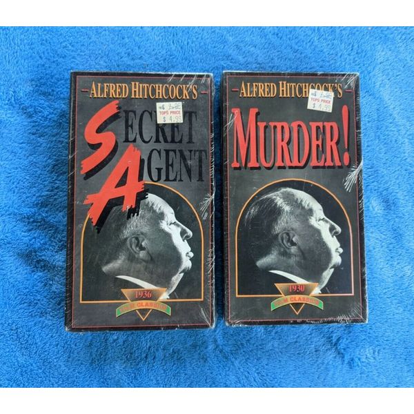 NEW SEALED ALFRED HITCHCOCK 2 VHS Tape Lot Murder Secret Agent B&W Thriller