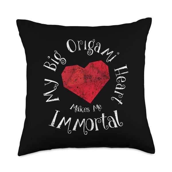 My Big Origami Heart Makes Me Immortal Throw Pillow