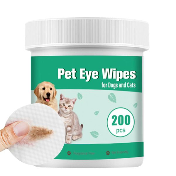 200PCS Pet Wipes Dogs and Cats Tear Stains Eye Cleaning Wipe Eye Dirt Cotton Pad