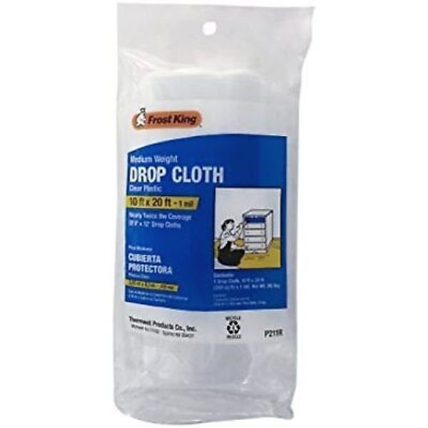 Frost King 10'x20' Medium Weight 1 mil Clear Poly Plastic Paint Drop Cloth Cover