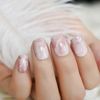 Light Pink Marble Short Square Press On Nails - Glue On False Set - 24 pcs Kit