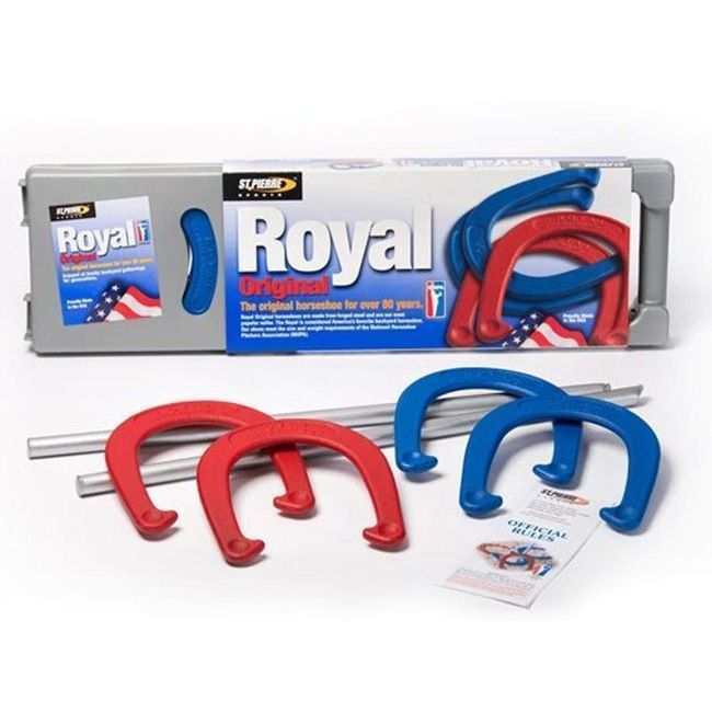 St. Pierre Royal Classic Horseshoes Set with 4 Horseshoes, 2 Steel Stakes, and Rule Book