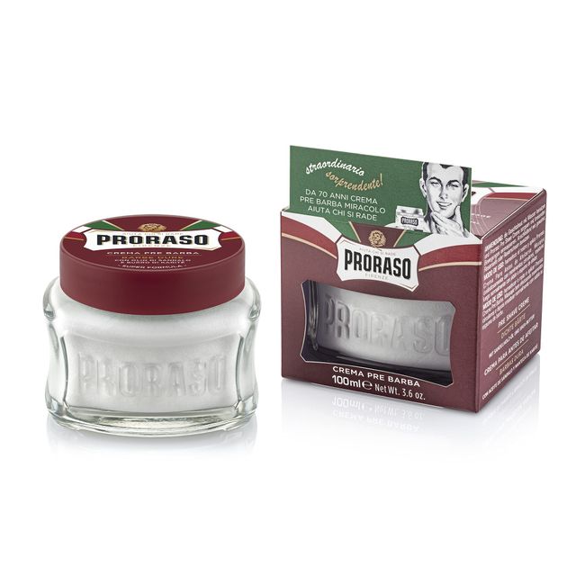 Proraso Pre-Shave Conditioning Cream for Men, Moisturizing and Nourishing for Coarse Beards with Sandalwood Oil, 3.6 oz