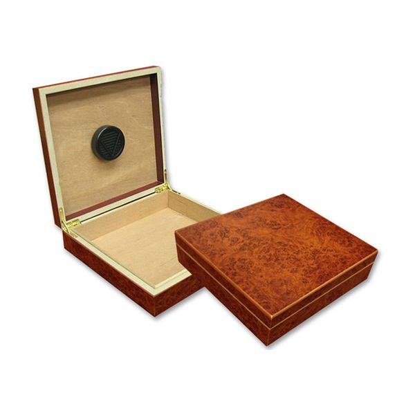 Prestige Import Group Chateau Small Cigar Humidor with Humidifier - Capacity: 20 Cigars - Color: Burl