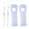 2 x White Silicone Case Cover Pouch Sleeve With Wrist Strap Replacement For Wii Remote Controller