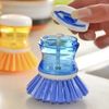 Multi-purpose Dish scrub Brush with Soap Dispenser Button, Scrubber New 3-Pack