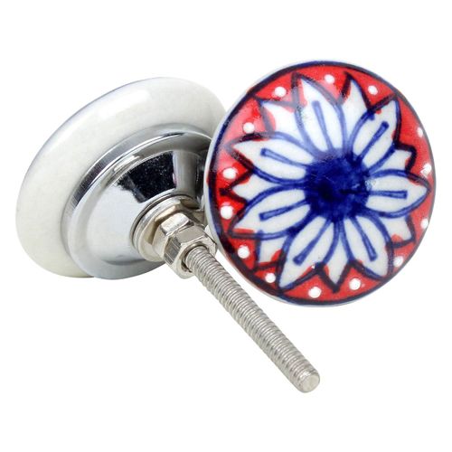 Ajuny Multicolor Handpainted Ceramic Knobs Vintage Look Flower Design Cupboard Drawer Door and Furniture Pulls Handpainted Kitchen Cabinet Handles Pull Knob Colorful, Pack of 20