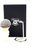 Shaving Brush with Stand Gift Set for Men (Synthetic Hair Brush Ivory Handle,Steel & Chrome Holder)