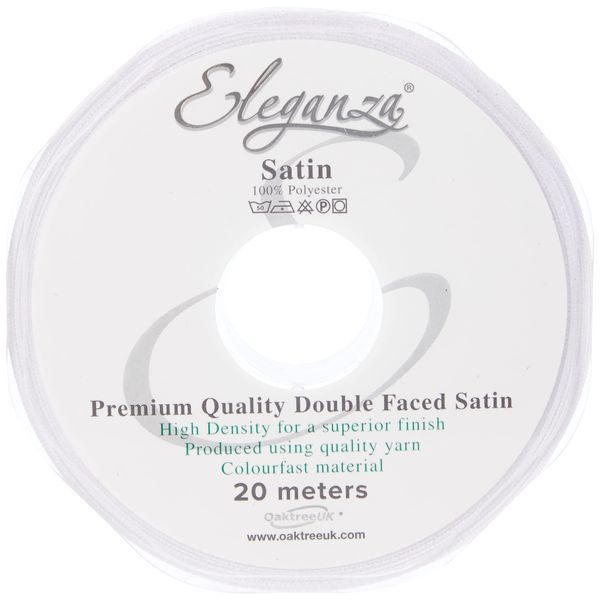 ELEGANZA Double Faced Satin 15mm x 20m White No.01