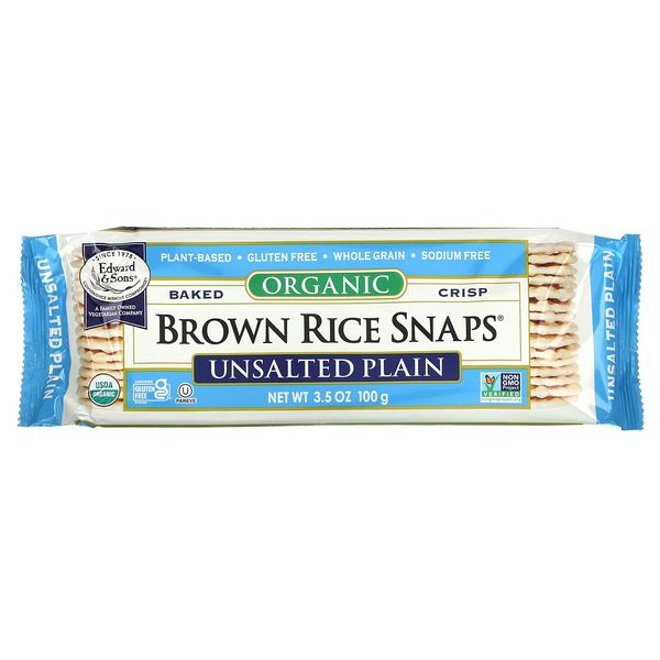 Organic Brown Rice Snaps, Unsalted Plain, 3.5 oz (100 g)