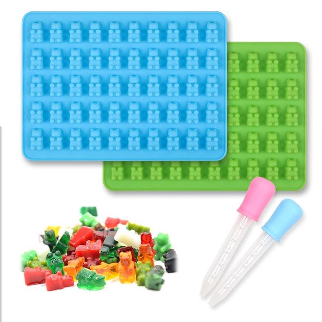 Gummy Bear Candy Molds Silicone Chocolate Gummy Molds with 2 Droppers  Nonstick Food Grade Silicone Pack of 4