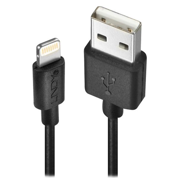 LINDY 0.5m USB to Lightning Cable, Black