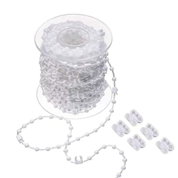 DBOO Vertical Blind Bottom Chain - 20 Meter White Vertical Blinds Chain with 5 Pieces Plastic Chain Connectors for 3.5 Inch/ 89 mm Slats