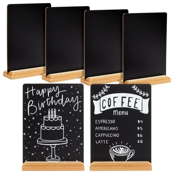 Juvale 6 Pack Mini Chalkboard Signs with Stand for Table Decorations, Restaurant Food Display, Message Boards, Small Business, Wedding, Banquet, Coffee Shop (6 x 8 Inches)