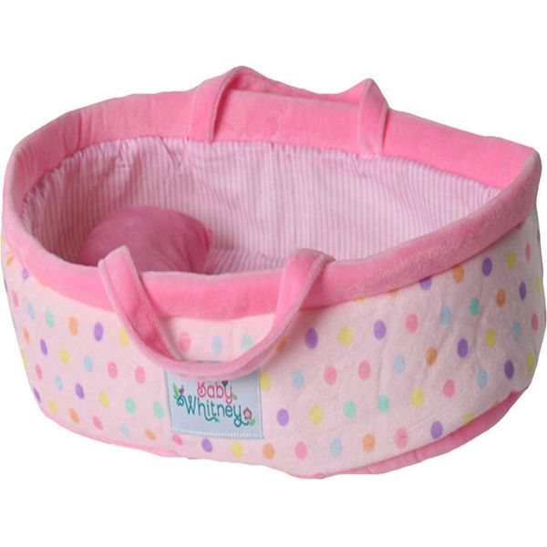 Pastel Polka Dot Baby Doll Bed 15" | Baby Doll Bassinets, Play Baby Doll Carrier, Doll Baby Carriers, Baby Doll Carrier Bed, Dolls Bassinets, Bassinet for Dolls, Dolls Carrier, Soft Doll Carrier