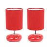 Simple Designs LT2005-RED-2PK Stonies Small Stone Look Table Desk Bedside 2 Pack Lamp Set, Red