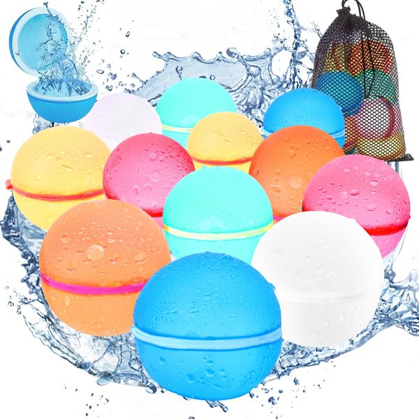 Reusable Water Balloons, 12PACK Summer Toys Water Toys for Boys and Girls, Pool Beach Toys for Kids Ages 4-8 8-12, Water Balloons Quick Fill Outdoor Toys for Birthday, Summer Party