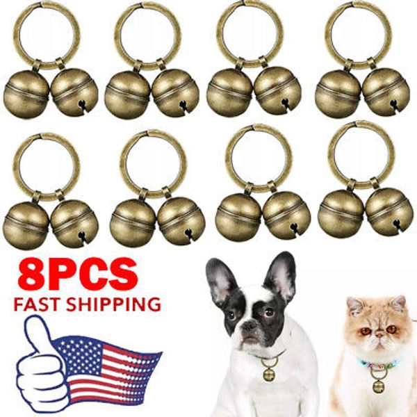 Dog Collar Bell 8 Strings in 16 Pieces Pet Bells For Collar Loud Brass Cat Bell