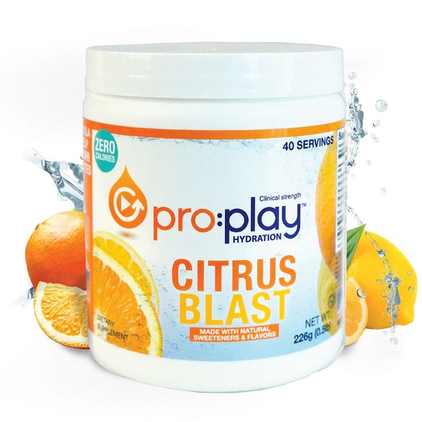 Pro:Play - 40 Serving Tub - Electrolyte Hydration Drink with Magnesium + Zero Sugar - All Natural (Citrus Blast)