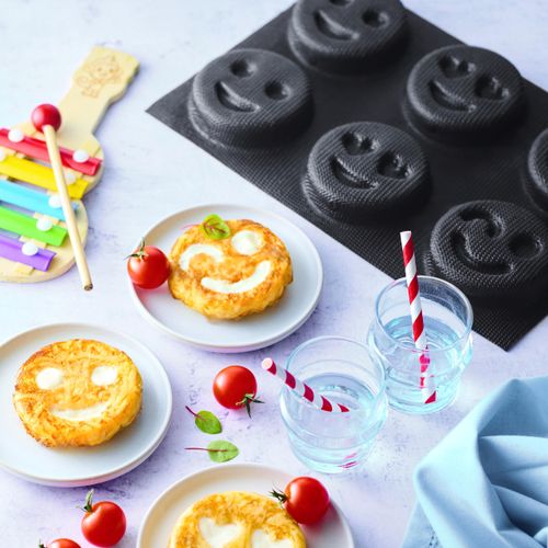 Silpat Flexipan 1 Original Non-Stick Baking Mold Handcrafted in France Since 1965 - Trusted by World-Class Chefs - Certified Food Safe Flexipan® Technology (6 Smiley Emojis Mold)