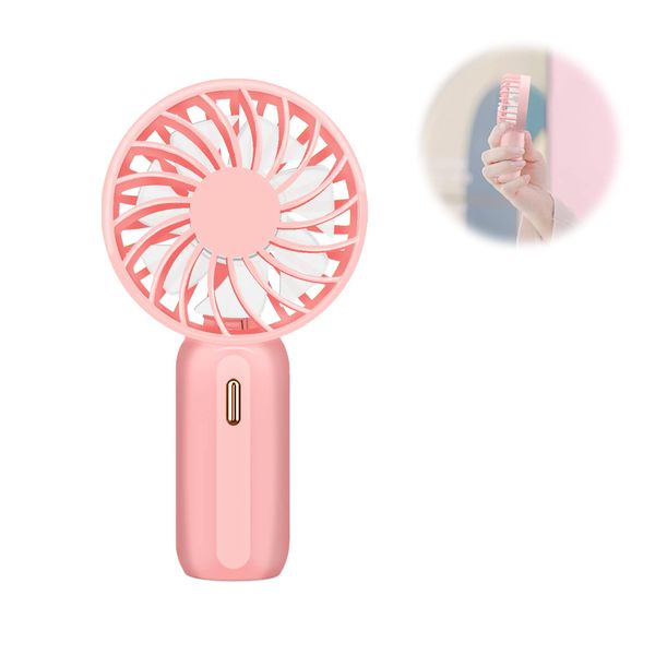 YzzYzz Portable Fan, USB Handheld, Handy Fan, Super Mini, Cute, Compact, Micro USB Rechargeable, Neck Strap, 3 Levels of Air Flow Adjustment, 7 Blades, Silent, Powerful, Heat Protection, Work / School