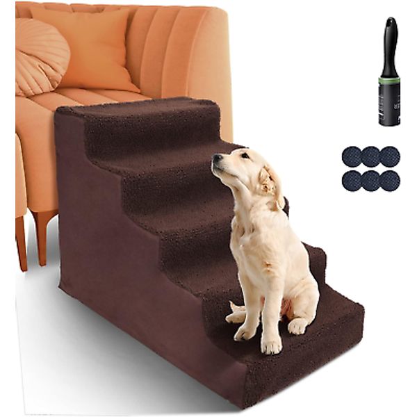 Topmart Plastic Dog Stairs 5 Tiers, Pet Dog Steps/Ladder for Couch/Bed, Non-Slip