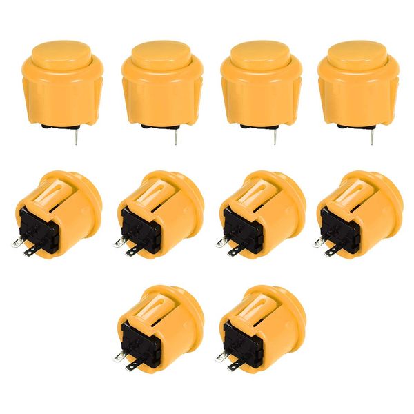 uxcell 10pcs 23mm Mounting Hole Momentary Game Push Button Switch Round for Arcade Video Game Yellow