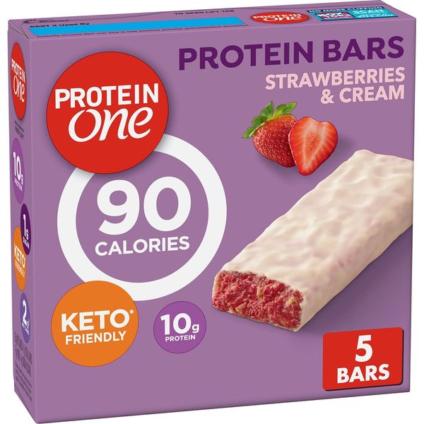 90 Calorie Keto Protein Bars Strawberries and Cream 5 ct