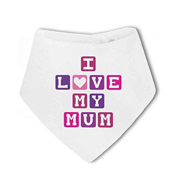 BWW Print - I Love My Mum baby blocks with cute heart - Baby Bandana Bib, Boy or Girl