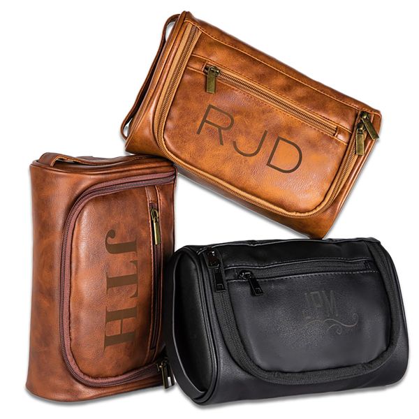 Personalized Toiletry Bag For Men, Husband, Boyfriend, Dad Capacity Leather Travel Dopp Kit Handcrafted Engraved Custom Name Gift For Birthday|Anniversary|Fathers Day|Wedding Groomsmen Gifts(Single)