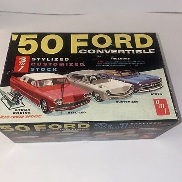 VINTAGE AMT '50 FORD CONVERTIBLE 3 IN 1 PLASTIC MODEL KIT As Pictured