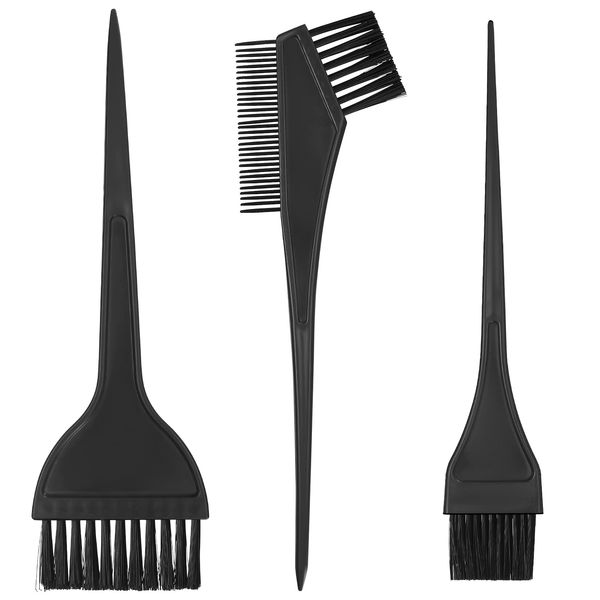 VARHHUXHA 4 Pcs Hair Coloring Brushes, Hair Dye Brush and Mixing Bowl Set, Double-sided Hair Dying Brushes Tint Comb Set for DIY Salon Hair Coloring Dying Brushes, with Hair Dying Mixing Bowl - Black