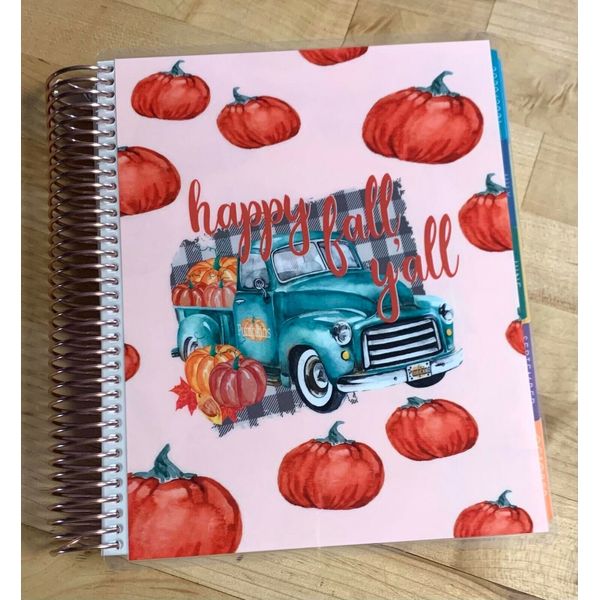 Happy Fall Y'all Pumpkins Front & Back Cover Set 4 use w Erin Condren Planner