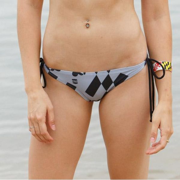 Greyscale Maryland Flag / Bikini Bottom - Medium / Grey