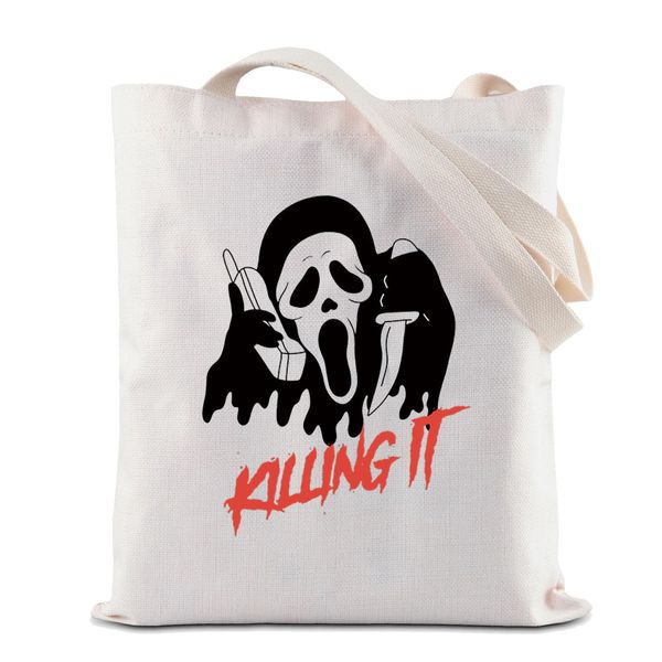 Horrorfilm-Liebhaber-Geschenk Killing It Make-up-Tasche mit Reißverschluss, Kosmetiktasche, Geistergesicht, Kulturbeutel, Halloween-Party-Geschenk, Ghostface Tragetasche, Nein