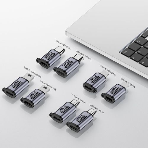 Jadebones USB C/Lighting to Micro USB Adapter, Type C/Micro USB to Lighting Converter, Micro USB/Lighting to USB C Extender, USB C/Micro USB to Mini USB Connector (8 Pack)