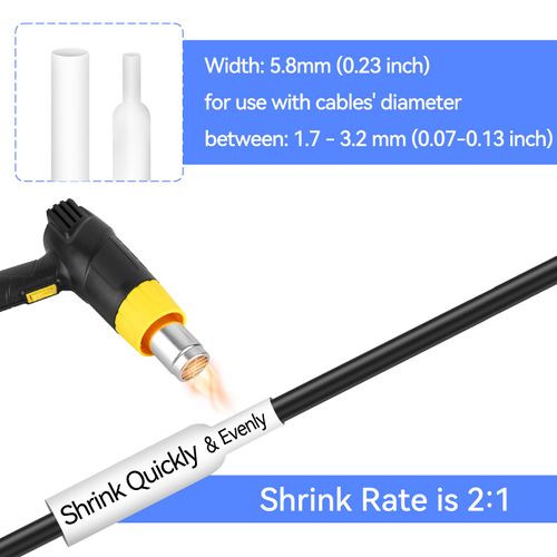 4 Pack Compatible for P-Touch HSe-211 HSe211 HS-211 HS211 Heat Shrink Label Tube 5.8mm 0.23'' Black on White Shrink Tubing Wire Cable for Ptouch PT-D400 H300 E500 D600 E300 E800W H75 Label Maker Tape