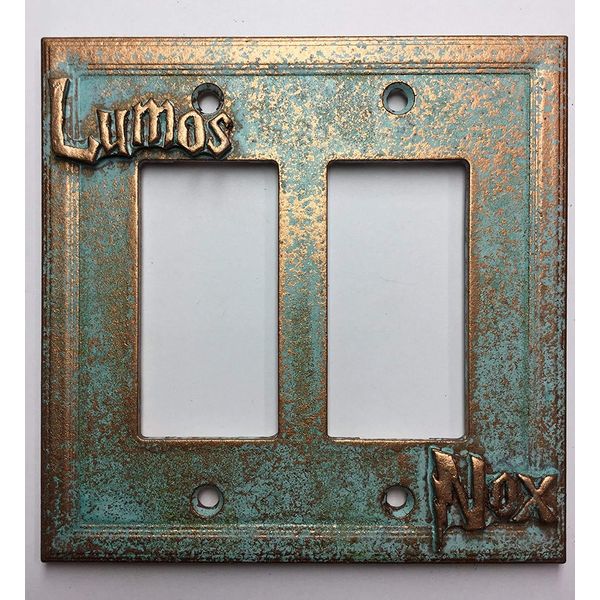 Aged Lumos/Nox Double Decorator Switch/Outlet Cover (Patina)