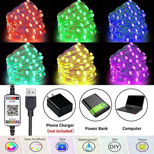 10m/20m Usb Christmas Tree Led String Lights With Smart Bluetooth