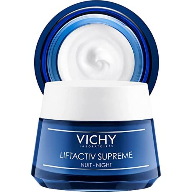 Vichy LiftActiv Supreme Night Cream, Anti Aging Face Cream with Vitamin C & Rhamnose to Firm & Brighten, Suitable for Sensitive Skin