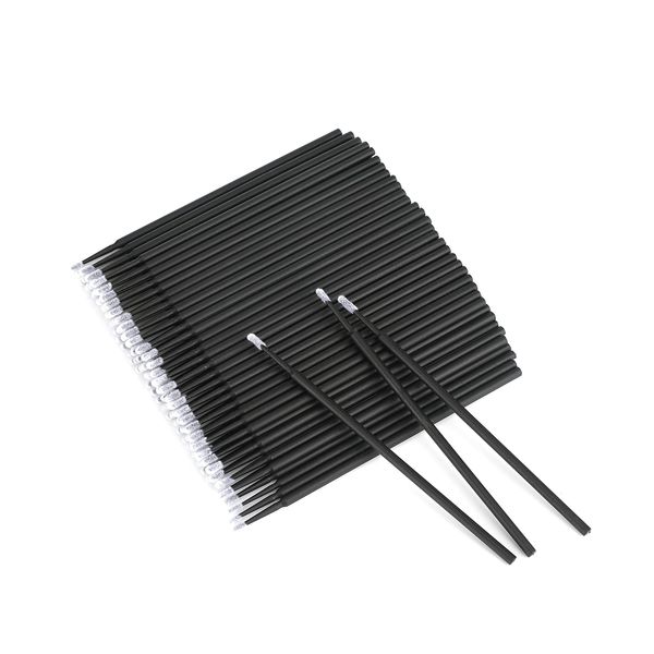 200PCS Micro Brush Applicator Disposable Micro Cotton Swabs for Eyelash Extensions Makeup Clean (Black)