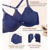 DotVol Women's Plus Size Front Closure Lace T-Back Underwire Everyday Bra(36DD,Blue)